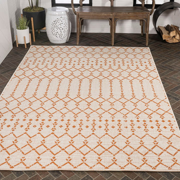Ourika Moroccan Geometric Textured Weave Indoor/outdoor Rug